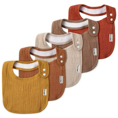 Egmao Baby Muslin Bibs pack front shows soft fabric for drool protection