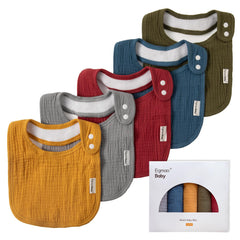 Egmao Baby Muslin Bib soft-front closeup showing absorbent muslin for drool control