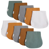Egmao Baby muslin burp cloths ten-pack, soft and absorbent for gentle baby burping.