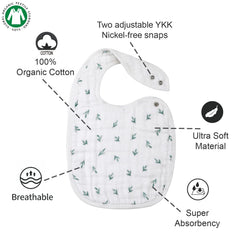 egmao baby snap muslin bibs adjustable snaps grow with baby from infants to toddlers.
