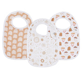 Egmao baby snap muslin bibs rainbow pack front view with adjustable snaps.