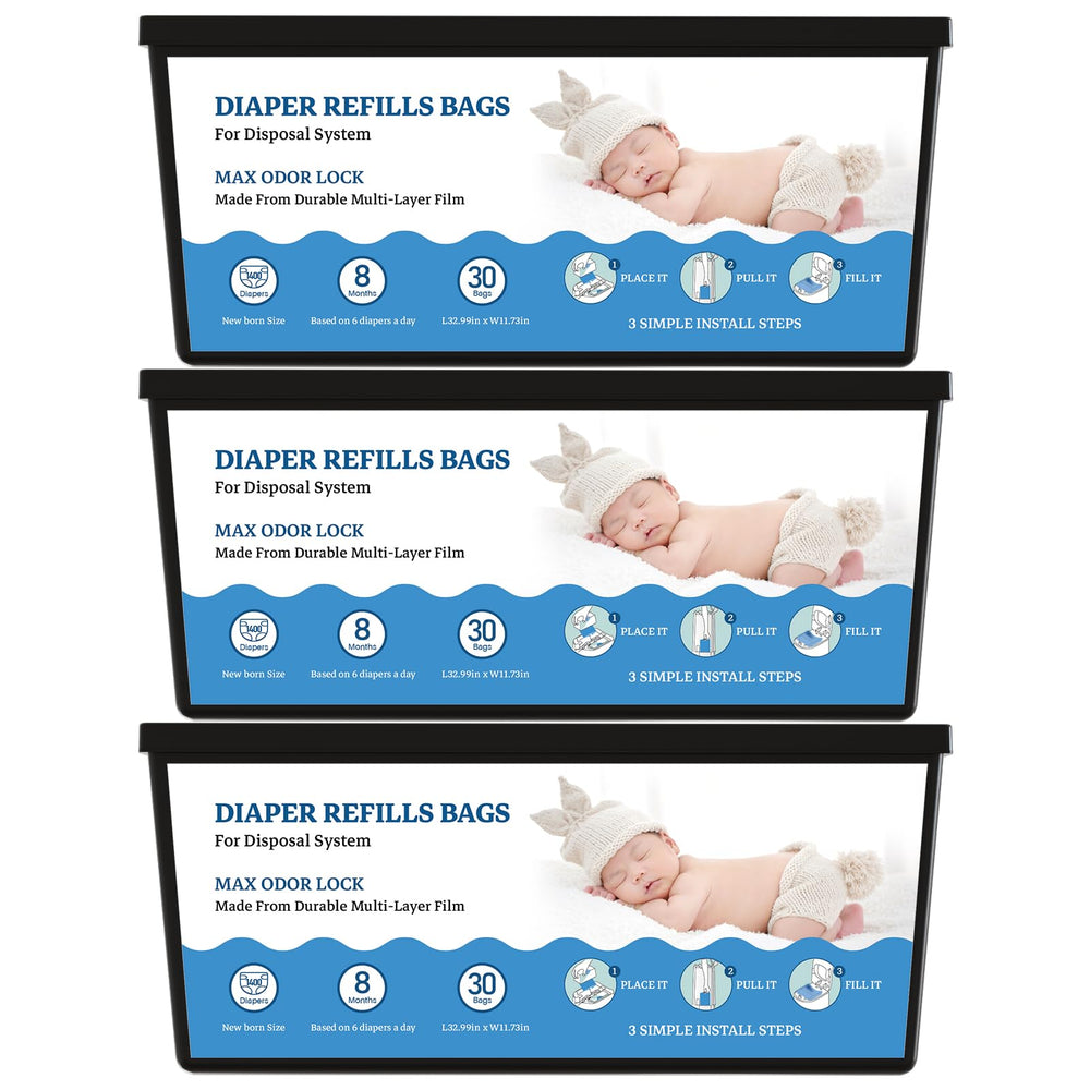 eiekako diaper refill closeup shows Genie-compatible fit for easy diaper changes