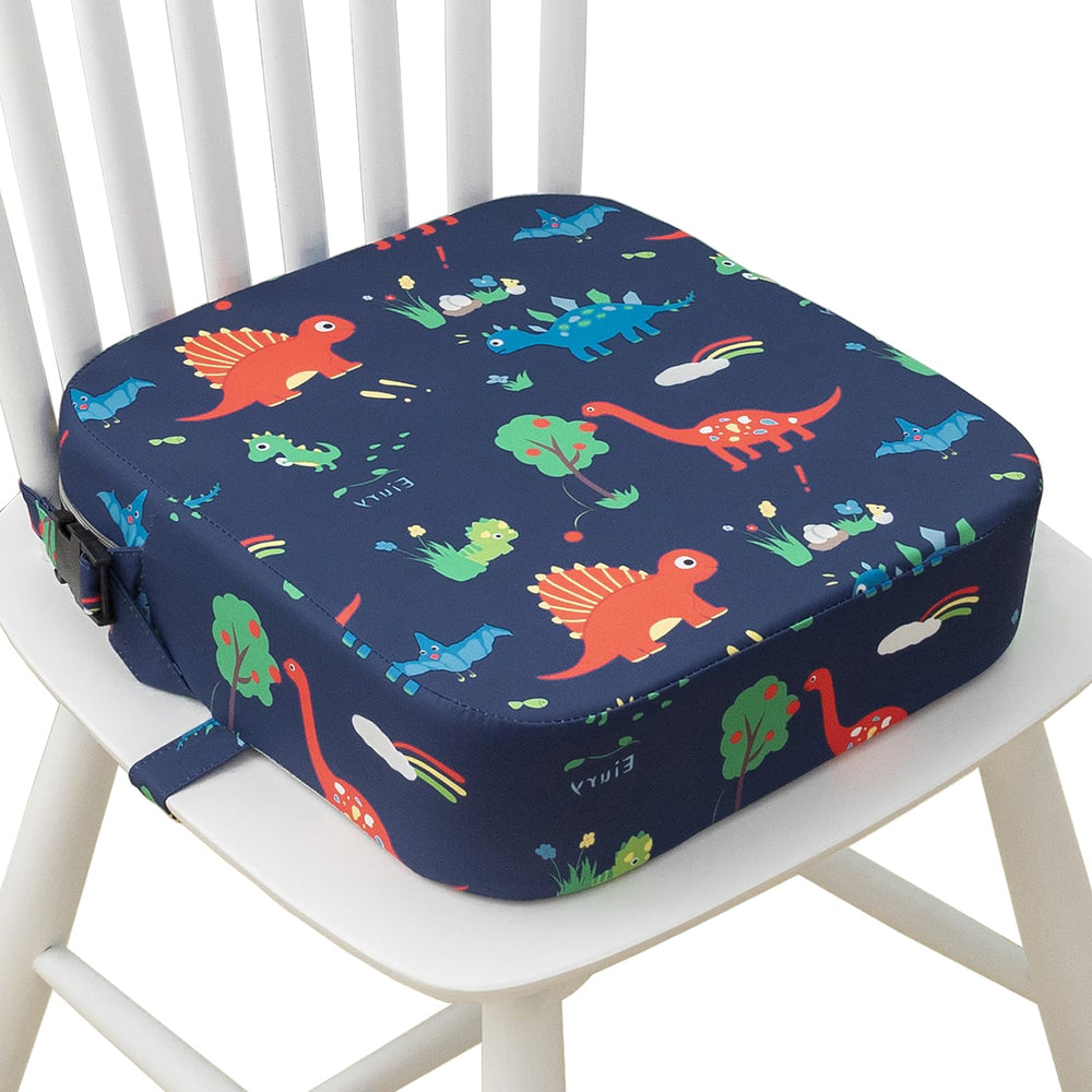 Eiury toddler booster seat blue dinosaur front view supports comfortable dining height
