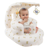 EKEPE Bear inflatable baby chair canopy shields sun during outdoor play.