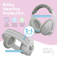 Elan Baby ear muffs with soft elastic strap for gentle all-day comfort
