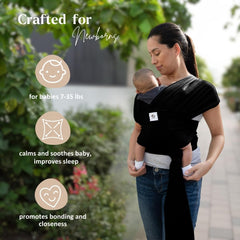 ELDOMA Black Baby Wrap Carrier fabric-closeup soft-texture for gentle skin contact.