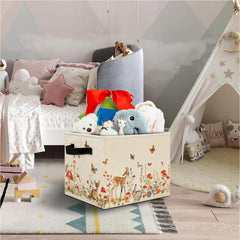 Elefeltclave mushrooms-pattern-storage-basket blends decor with practical toy and clothing storage.