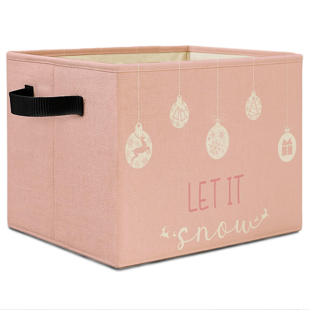 Elefeltclave pink Christmas storage bin folded flat for space-saving organization.