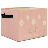 Elefeltclave pink Christmas storage bin folded flat for space-saving organization.