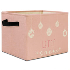 Elefeltclave pink Christmas storage bin folded flat for space-saving organization.