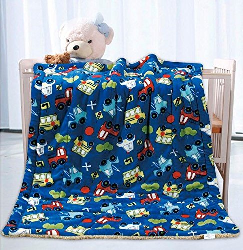 Elegant Home multicolor cars-trucks-buses sherpa blanket ideal for stroller comfort.