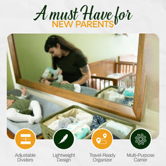 Eleghaunt large diaper caddy open reveals ample compartments for diapers and wipes.