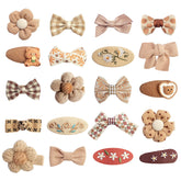 ELEMIRSA EleMirsa girl hair clip brown flower shows fabric detailing for daily outfits