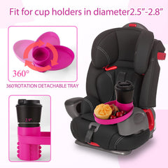 Elfzone car seat tray fits cup holders under 2.8 inches for universal install.