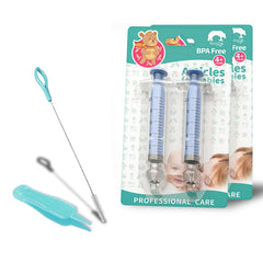 Elfzone nasal syringe baby blue 4pcs pack for gentle nose cleaning and soothing nasal passages.