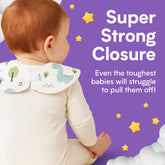 Eli with Love Dino bib waterproof design keeps clothing dry while eating.