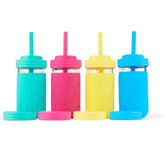 Elk and Friends 12oz mason jar with silicone sleeve protects little hands during everyday sipping.
