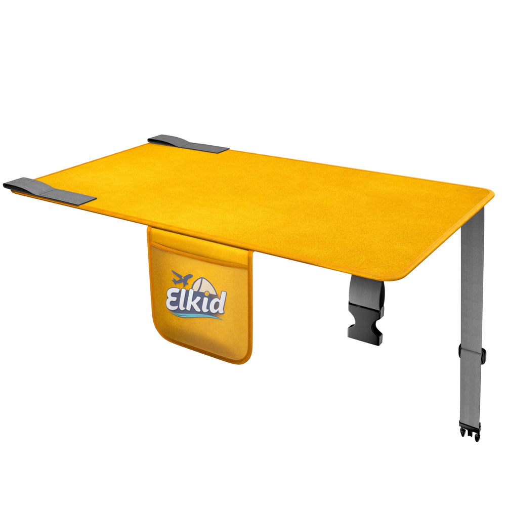 Elkid toddler airplane bed folded in carry bag for on-the-go travel convenience.