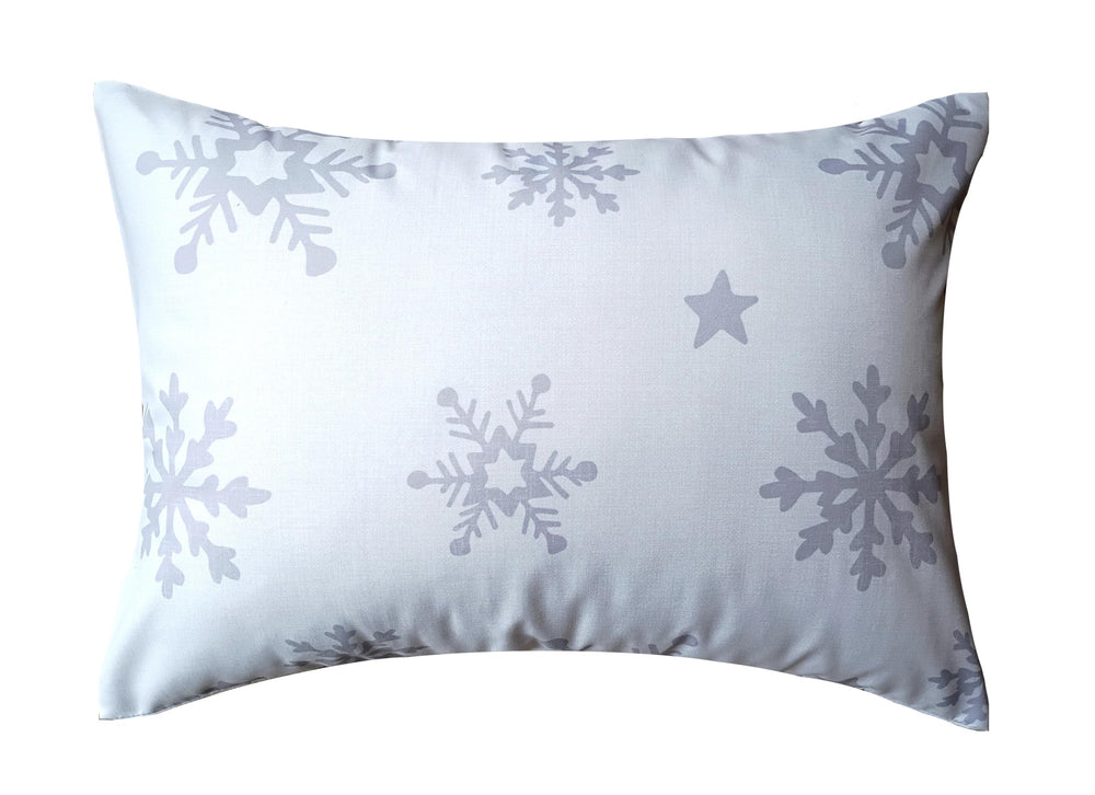 ELLA & MAX Christmas Snowflake pillowcase front view shows cozy softness for toddlers