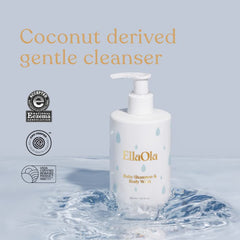 ELLAOLA baby skin cleanse featuring coconut-derived cleanser for gentle moisturization