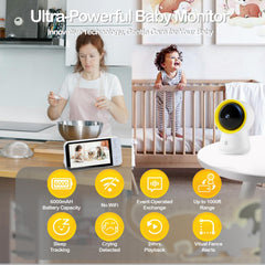 Ellie Baby Pro camera with night vision 1080p for clear baby surveillance.