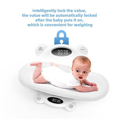 Ellie Digital Baby Scale standing baby with shields removed.
