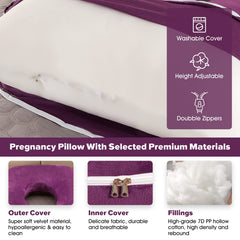 Elover U-shaped pillow velvet cover in dark purple for easy washing and luxury touch.