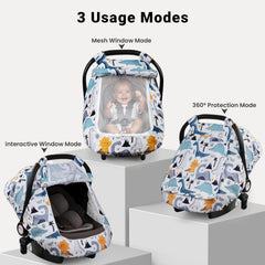 Elstey car-seat-cover-zippered-mesh-window demonstrates ventilation while you monitor your newborn.