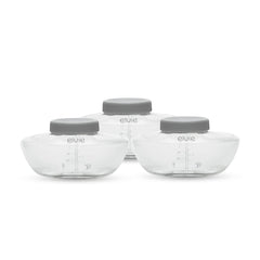 Elvie Pump bottle collection demonstrates milk collection compatibility for convenient pumping.