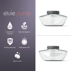 Elvie Pump bottle dishwasher-safe design enables easy cleaning after feeding.