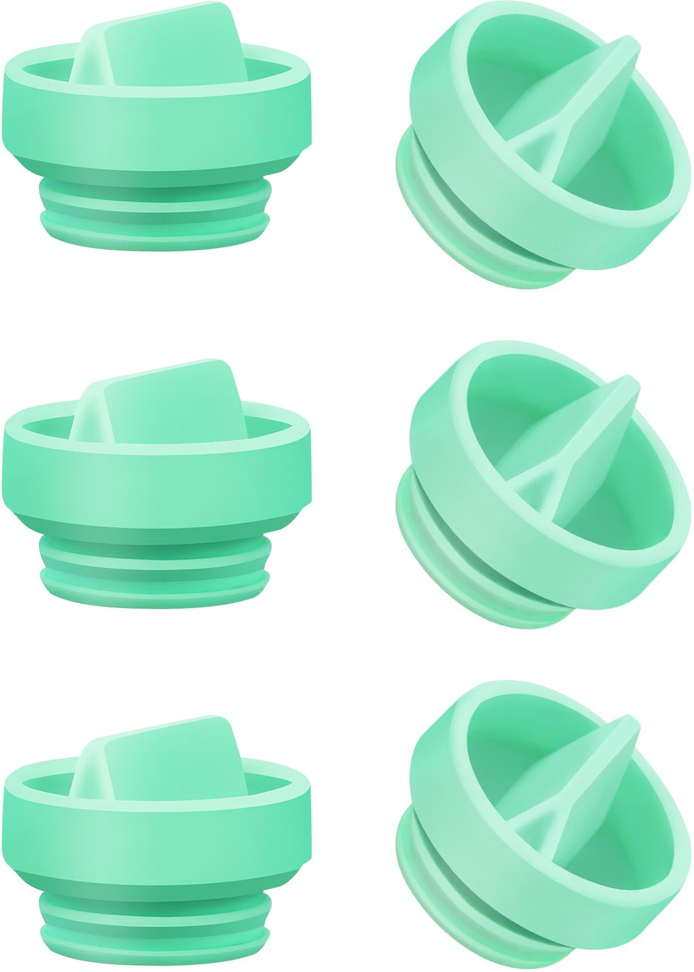 Elvie Stride duckbill valve pack close-up showing six silicone replacements for easy swaps