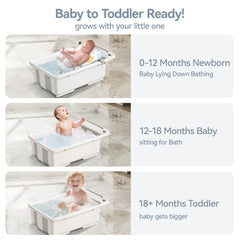 Soft cushion adds comfort for baby during bath time.
