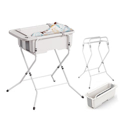 Elyelsanns collapsible baby bathtub with stand offering quick setup and stable bath space.