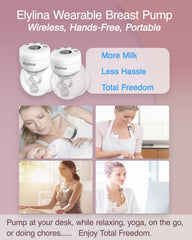 Elylina wearable breast pump on-the-go design supports all-day pumping freedom.
