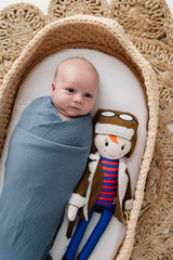 elys-co bluebell swaddle-floral-print design enhances stylish baby boy outfits