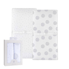Ely's & Co. changing pad cover closeup Grey Dottie pattern on soft Jersey cotton for baby comfort