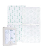 Ely's & Co Changing Pad Cover pack shot shows sage diamond print for easy nursery coordination