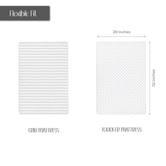 Ely's & Co crib sheets in grey polka dot pattern provide lightweight warmth and style.