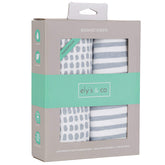 Ely's & Co Waterproof Bassinet Sheet 2-pack in Misty Blue Stripes shows leak protection and style.