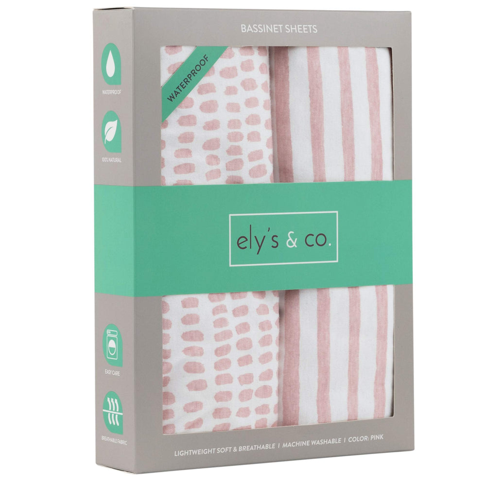 Ely's & Co waterproof bassinet sheet close-up showing TPU lining for mattress protection