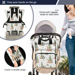 Emelivor Forest Animals Diaper Bag back pocket for quick access items