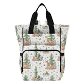Emelivor Forest Animals Diaper Bag Backpack front view showing overall size and design