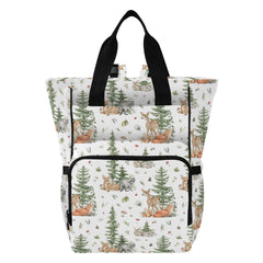 Emelivor Forest Animals Diaper Bag Backpack front view showing overall size and design