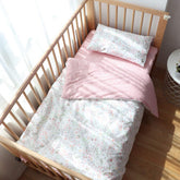 Emenpy crib bedding set duvet cover closeup showcases soft 100% cotton for baby's gentle skin.