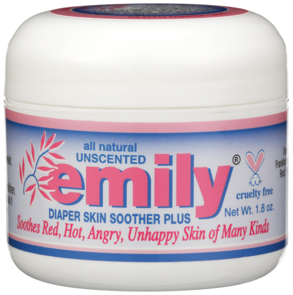 Emily Diaper Skin Soother Plus balm tube closeup showing gentle unscented relief