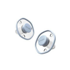Emulait baby pacifier blue pack view showcases convenient two-pack soothing for newborns.