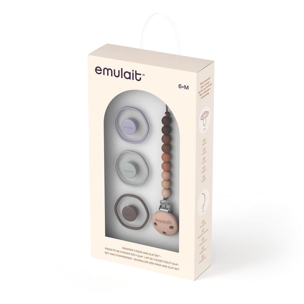 Emulait baby pacifier set with clip shows travel ready soothing kit