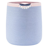 ENAORGAN blue woven rope hamper close-up shows sturdy kid-friendly construction.
