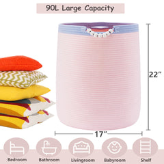 ENAORGAN pink cotton rope texture close-up highlighting durable safe storage