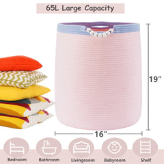 ENAORGAN pink cotton rope close-up, soft texture ideal for safe nursery storage.